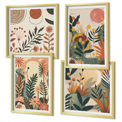Composizione di 4 quadri Fantasie floreali dai colori pastello