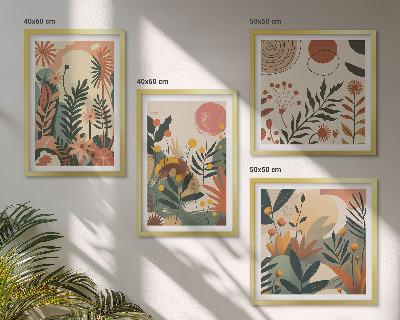 Composizione di 4 quadri Fantasie floreali dai colori pastello