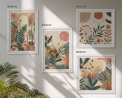 Composizione di 4 quadri Fantasie floreali dai colori pastello