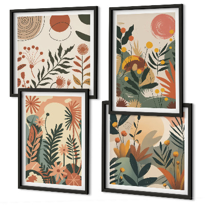 Composizione di 4 quadri Fantasie floreali dai colori pastello