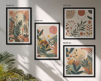 Composizione di 4 quadri Fantasie floreali dai colori pastello