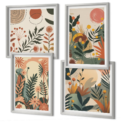 Composizione di 4 quadri Fantasie floreali dai colori pastello