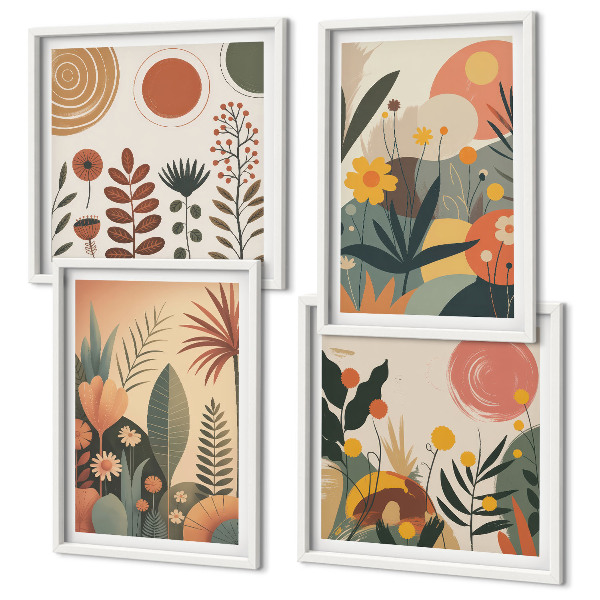 Polittico con cornice motivi caldi in stile boho.