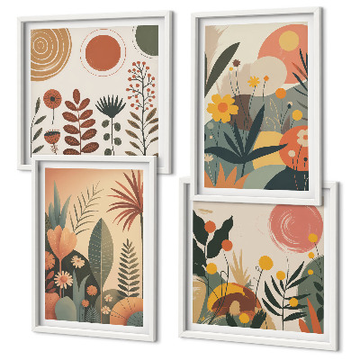 Polittico con cornice motivi caldi in stile boho.