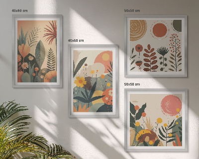 Polittico con cornice motivi caldi in stile boho.