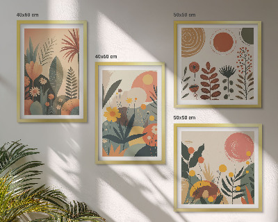 Polittico con cornice motivi caldi in stile boho.