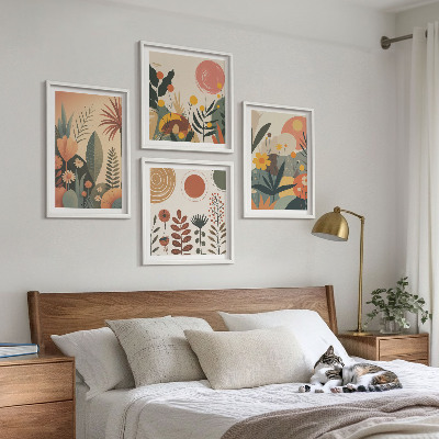 Polittico con cornice motivi caldi in stile boho.