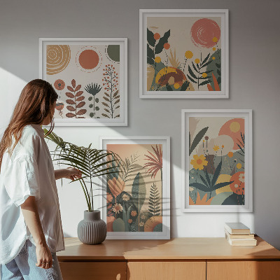 Polittico con cornice motivi caldi in stile boho.