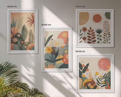 Polittico con cornice motivi caldi in stile boho.