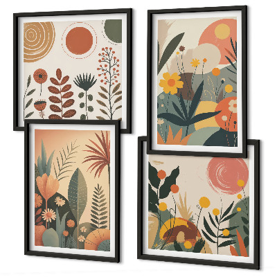 Polittico con cornice motivi caldi in stile boho.