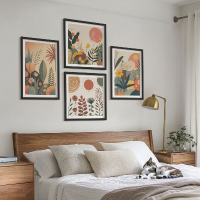 Polittico con cornice motivi caldi in stile boho.