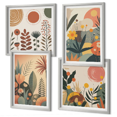 Polittico con cornice motivi caldi in stile boho.