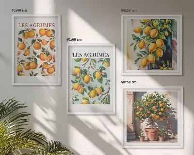 Galleria a parete con motivi di agrumi e frutta