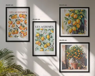 Galleria a parete con motivi di agrumi e frutta