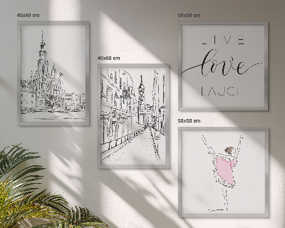 Composizione di 4 quadri Grafica elegante ballerina architettura