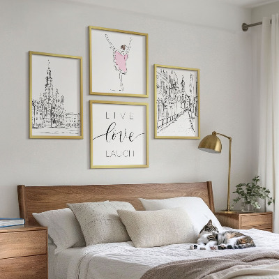 Composizione di 4 quadri Grafica elegante ballerina architettura