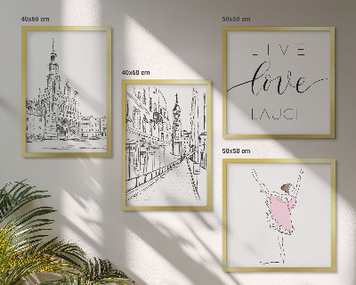 Composizione di 4 quadri Grafica elegante ballerina architettura