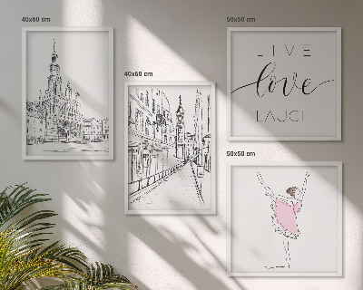 Composizione di 4 quadri Grafica elegante ballerina architettura