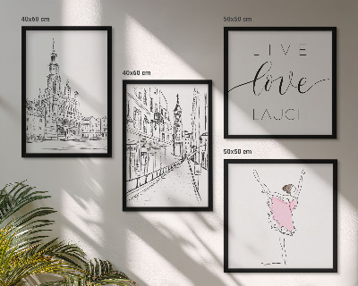 Composizione di 4 quadri Grafica elegante ballerina architettura