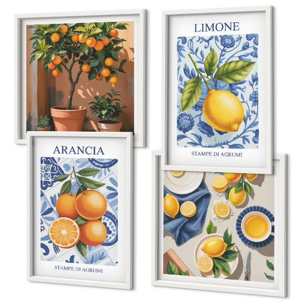 Polittico con cornice Illustrazioni di agrumi
