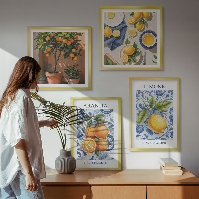 Polittico con cornice Illustrazioni di agrumi