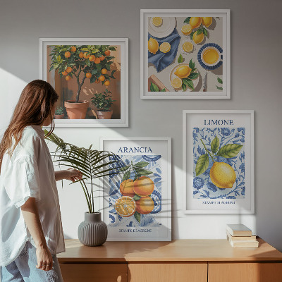 Polittico con cornice Illustrazioni di agrumi