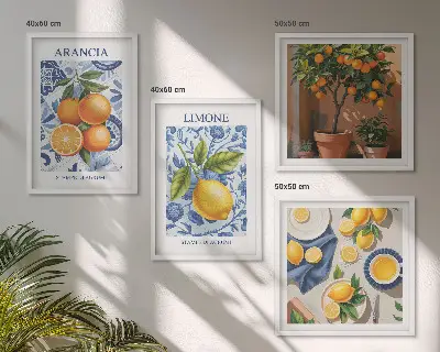 Illustrazioni di agrumi con cornice polittico