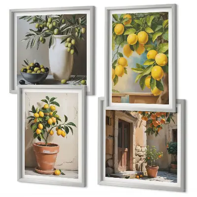 Alberi di limoni in vaso composizione di 4 quadri