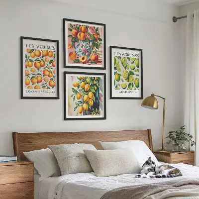 Polittico con cornice con agrumi freschi e colorati