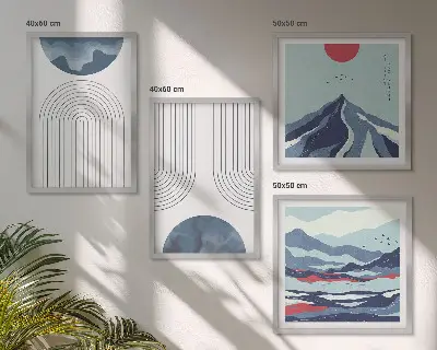 Paesaggi montani astratti composizione da 4 quadri