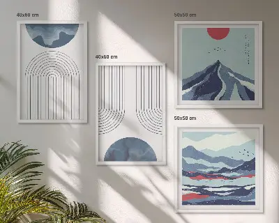 Paesaggi montani astratti composizione da 4 quadri