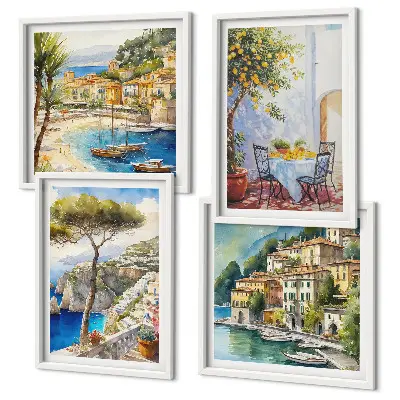 Acquerelli di città italiane composizione di 4 quadri
