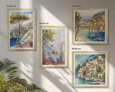 Acquerelli di città italiane composizione di 4 quadri