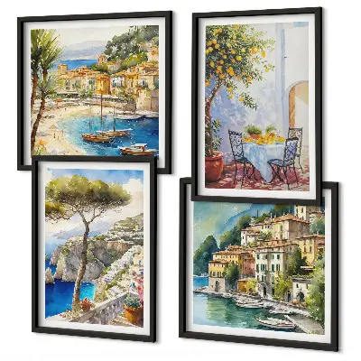 Acquerelli di città italiane composizione di 4 quadri