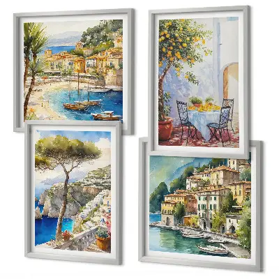 Acquerelli di città italiane composizione di 4 quadri