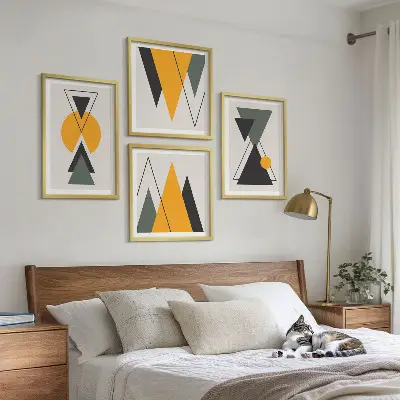 Forme geometriche astratte polittico con cornice