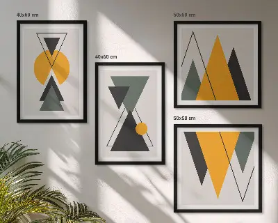 Forme geometriche astratte polittico con cornice