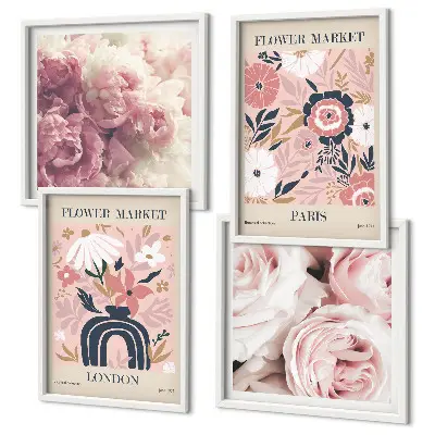 Polittico con cornice decorazione con motivi floreali di rose parigine