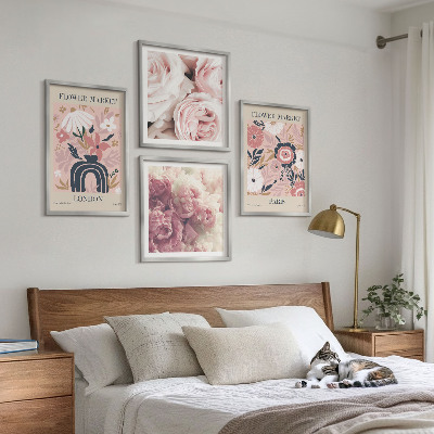 Polittico con cornice Motivi floreali rose Parigi