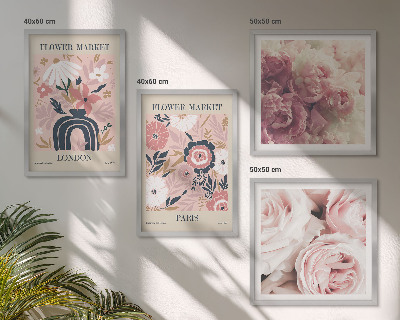 Polittico con cornice Motivi floreali rose Parigi