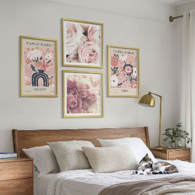 Polittico con cornice Motivi floreali rose Parigi