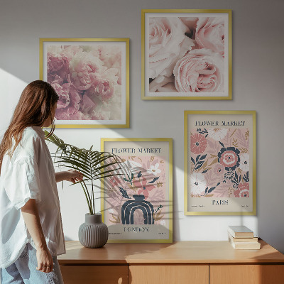 Polittico con cornice Motivi floreali rose Parigi