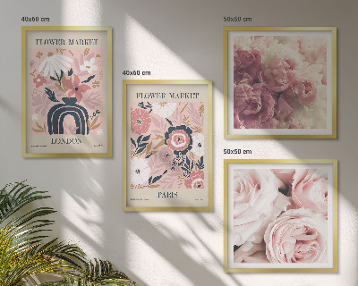 Polittico con cornice Motivi floreali rose Parigi