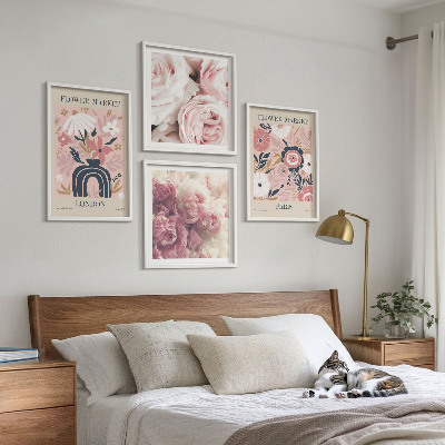 Polittico con cornice Motivi floreali rose Parigi