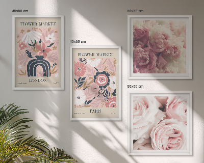 Polittico con cornice Motivi floreali rose Parigi