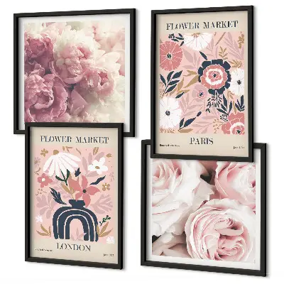 Polittico con cornice decorazione con motivi floreali di rose parigine