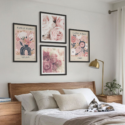 Polittico con cornice Motivi floreali rose Parigi