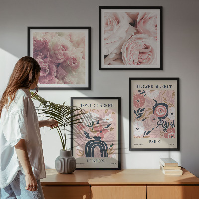 Polittico con cornice Motivi floreali rose Parigi