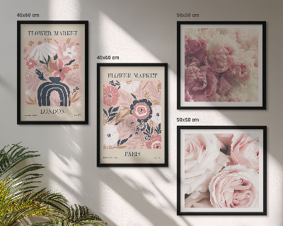 Polittico con cornice Motivi floreali rose Parigi