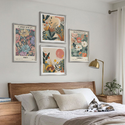Composizione di 4 quadri Poster floreali Parigi Londra